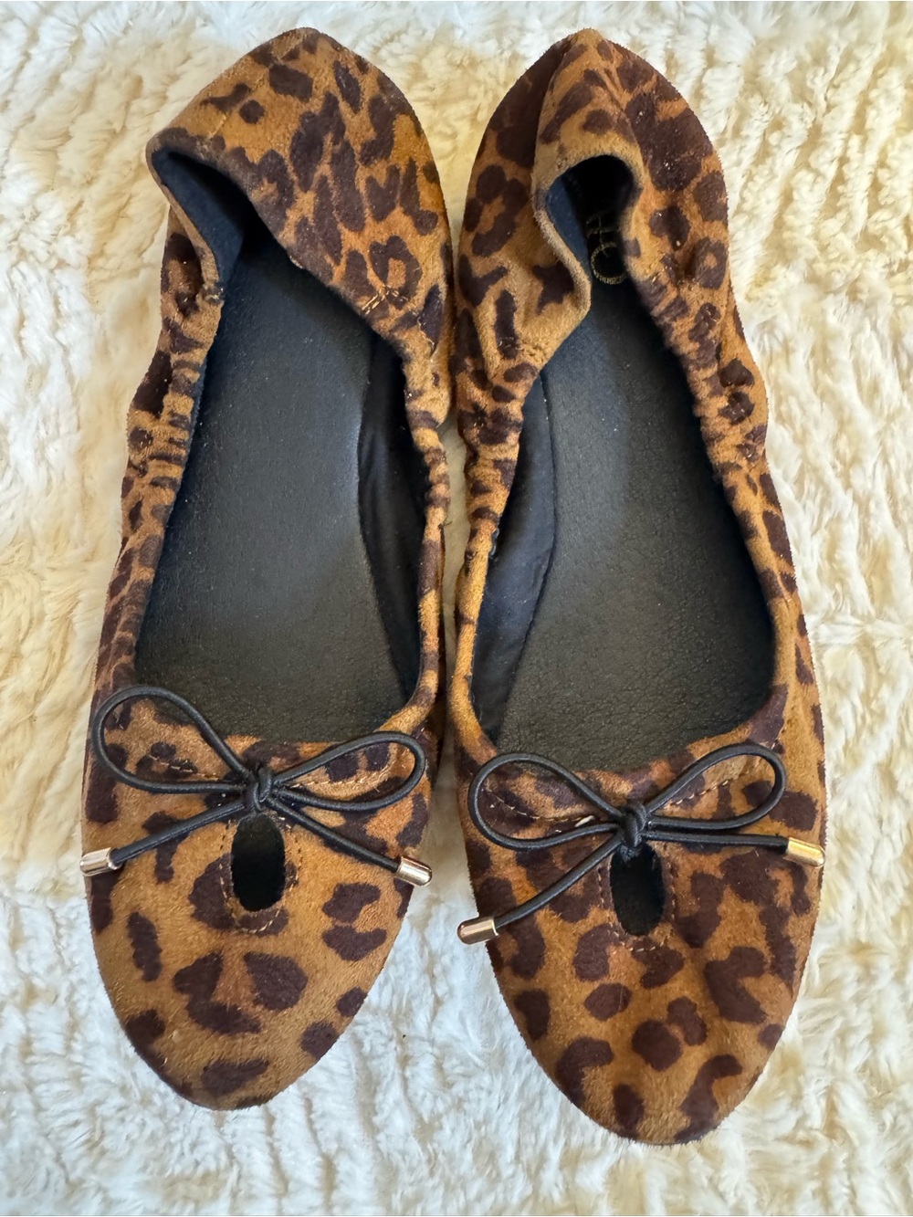 Cato Leopard Print Ballet Flats in Brown and Black